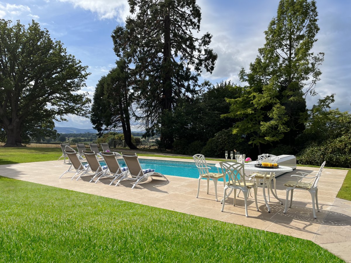 Marrington Hall - outdoor pool and terrace